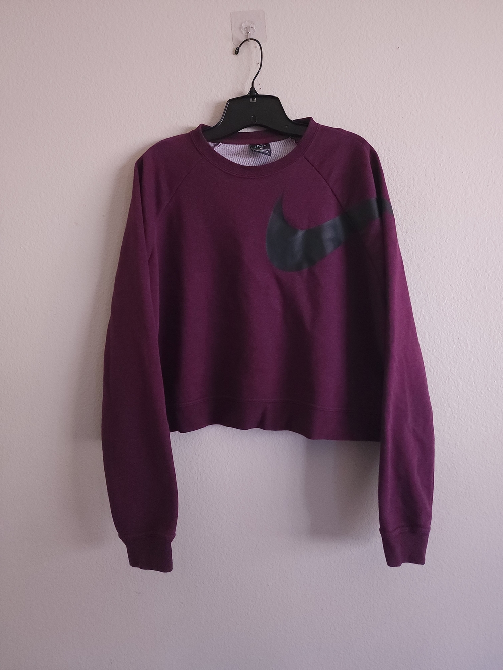 Nike Womens Dri-FIT Oversized Oversize Giant Swoosh Cropped Sweatshirt XL Plum P